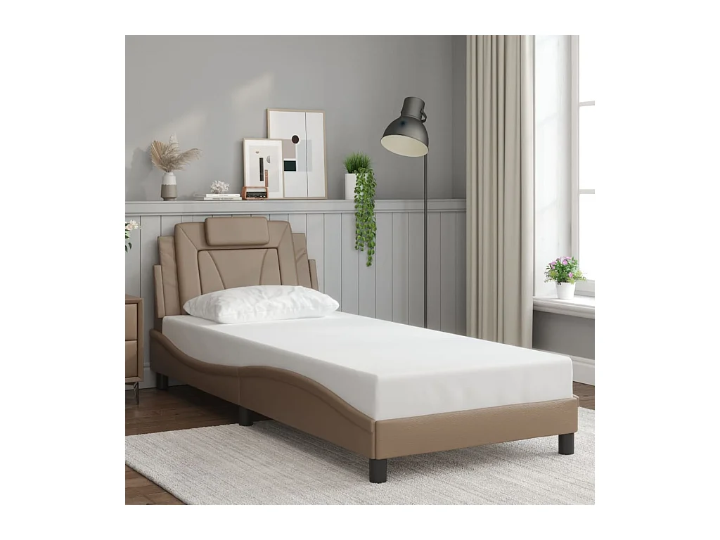 Cadre de lit sans matelas cappuccino 90x200 cm similicuir