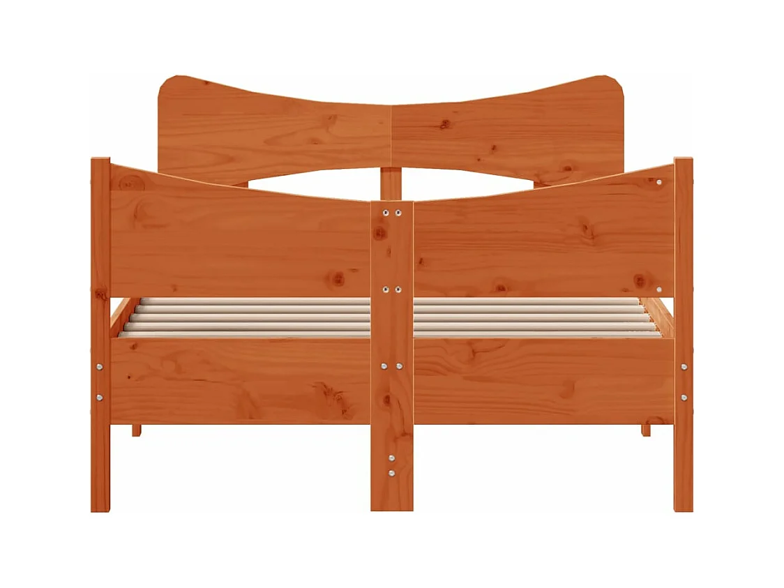 Cama sem colchão 120x190 cm madeira pinho maciça castanho-mel