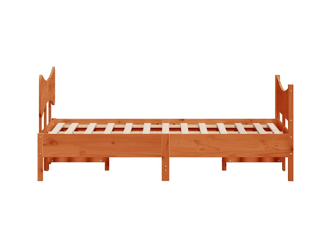 Cama sem colchão 120x190 cm madeira pinho maciça castanho-mel