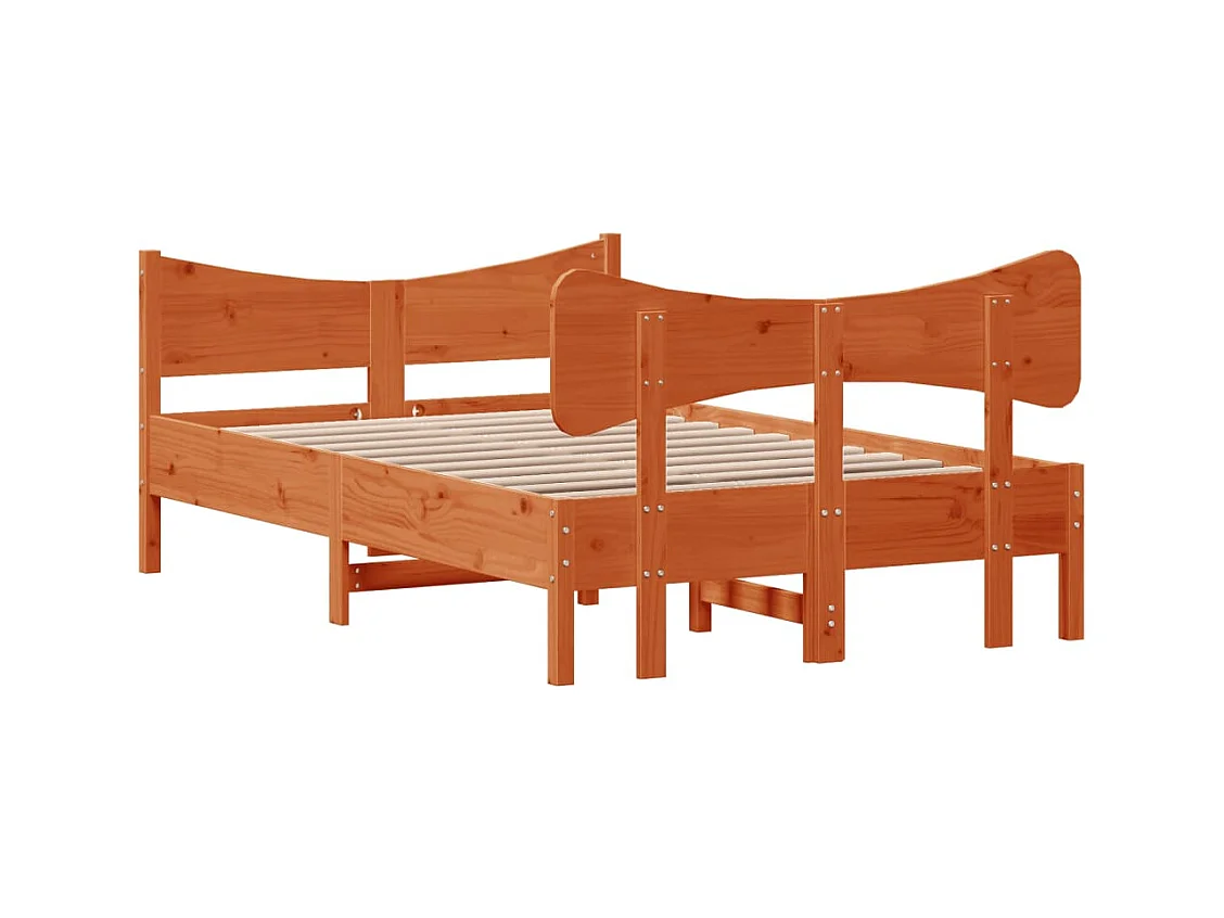 Cama sem colchão 120x190 cm madeira pinho maciça castanho-mel