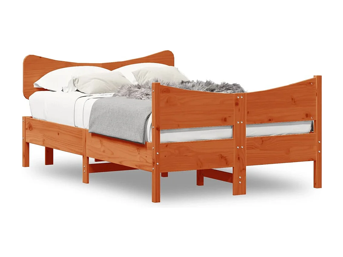 Cadre de lit sans matelas cire marron 120x190cm bois pin massif