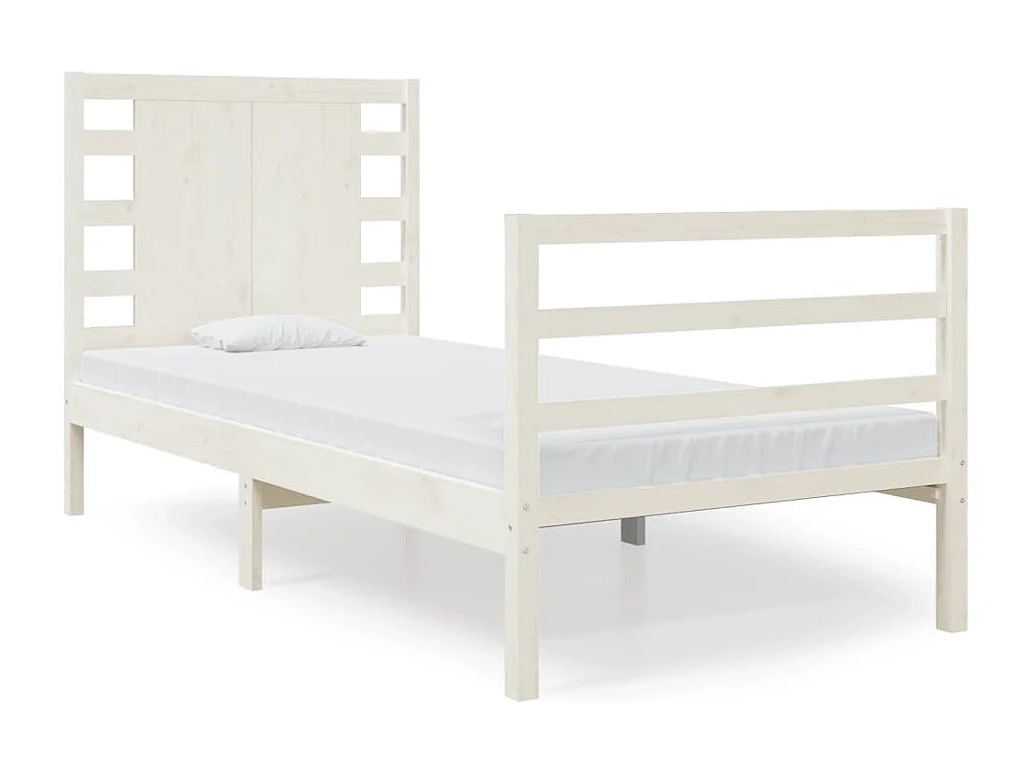 Cadre de lit sans matelas blanc 75x190 cm bois de pin massif
