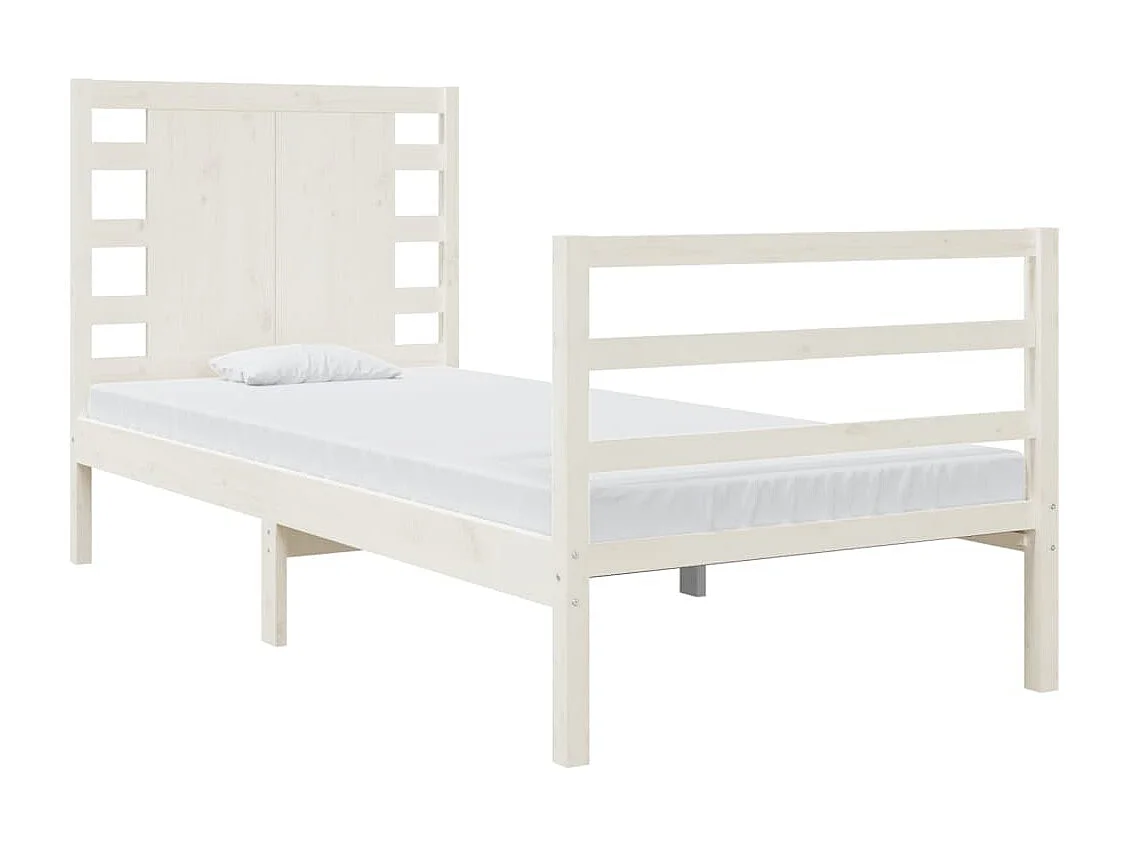 Cadre de lit sans matelas blanc 75x190 cm bois de pin massif