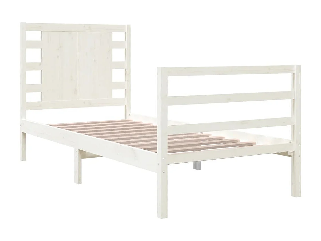 Cadre de lit sans matelas blanc 75x190 cm bois de pin massif