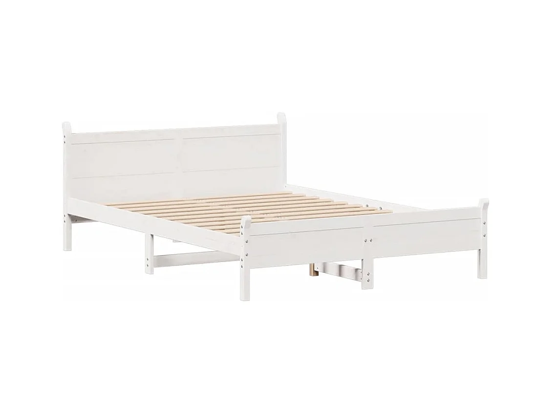 Cadre de lit sans matelas blanc 140x190 cm bois de pin massif