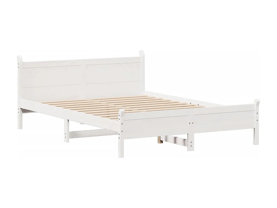 Letto senza Materasso Bianco 140x190 cm Legno Massello di Pino