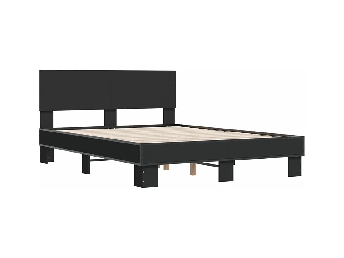 Giroletto Nero 140x190 cm in Legno Multistrato e Metallo