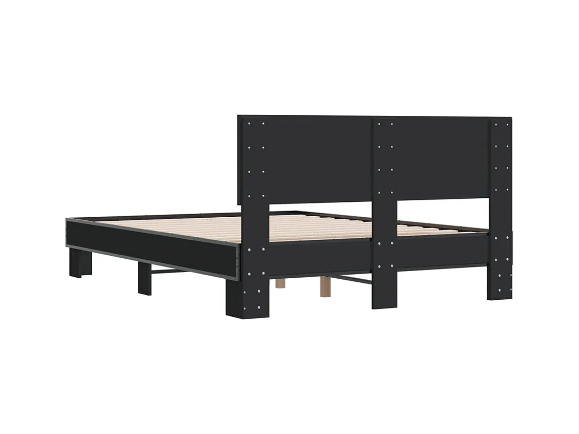 Giroletto Nero 140x190 cm in Legno Multistrato e Metallo