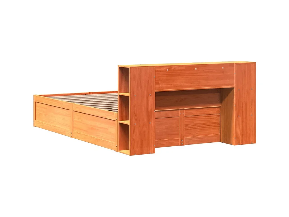 Cadre de lit sans matelas cire marron 160x200cm bois pin massif