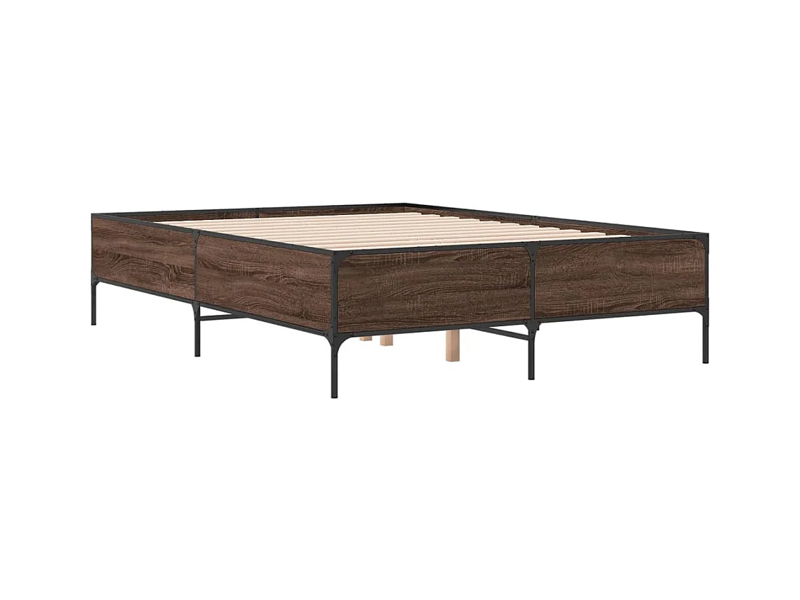 Bettgestell Braun Eichen-Optik 120x190 cm Holzwerkstoff Metall