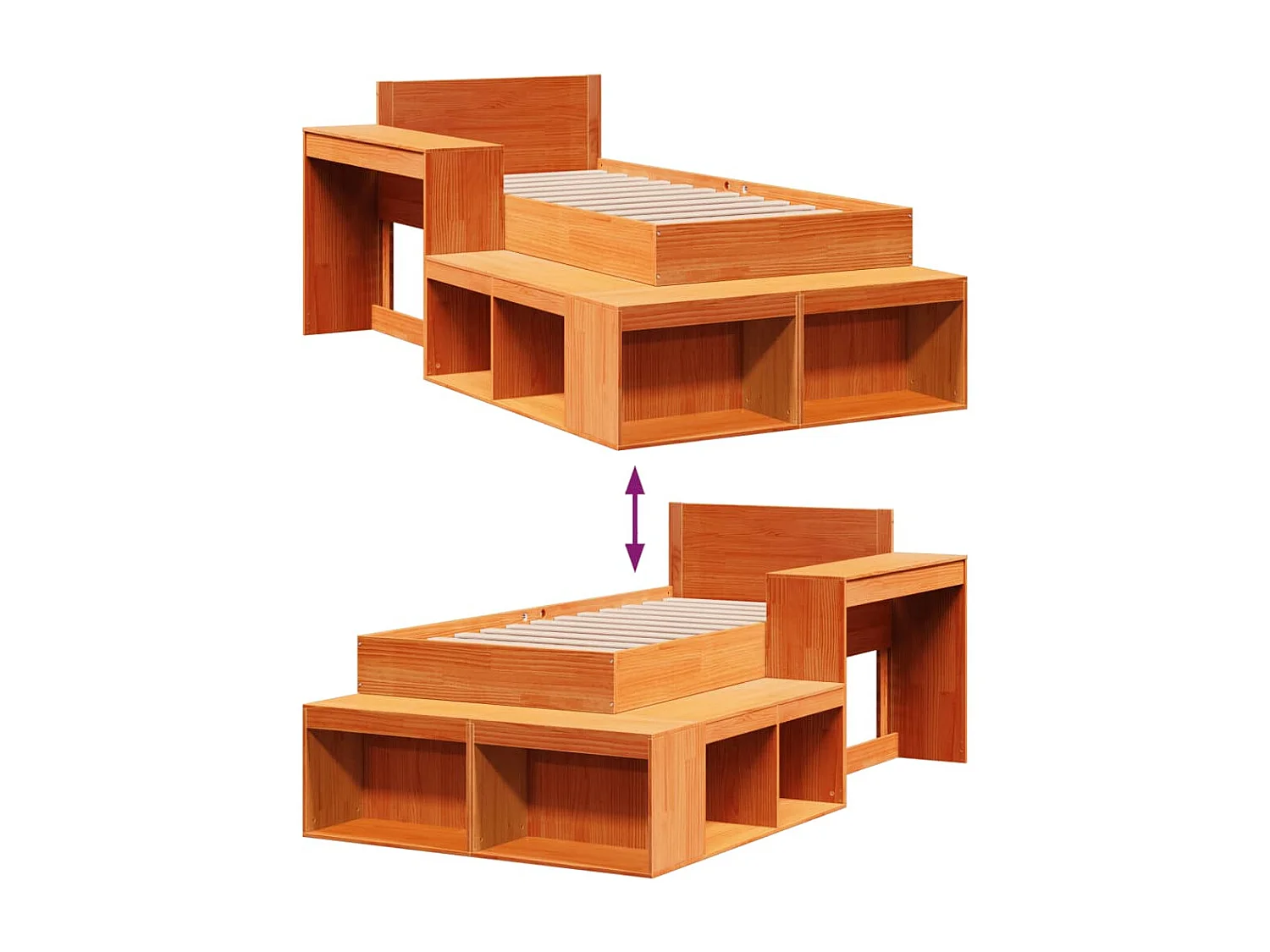 Cadre de lit sans matelas cire marron 80x200 cm bois pin massif