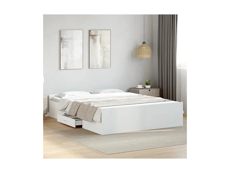 Giroletto con Cassetti Bianco 150x200 cm in Legno Multistrato