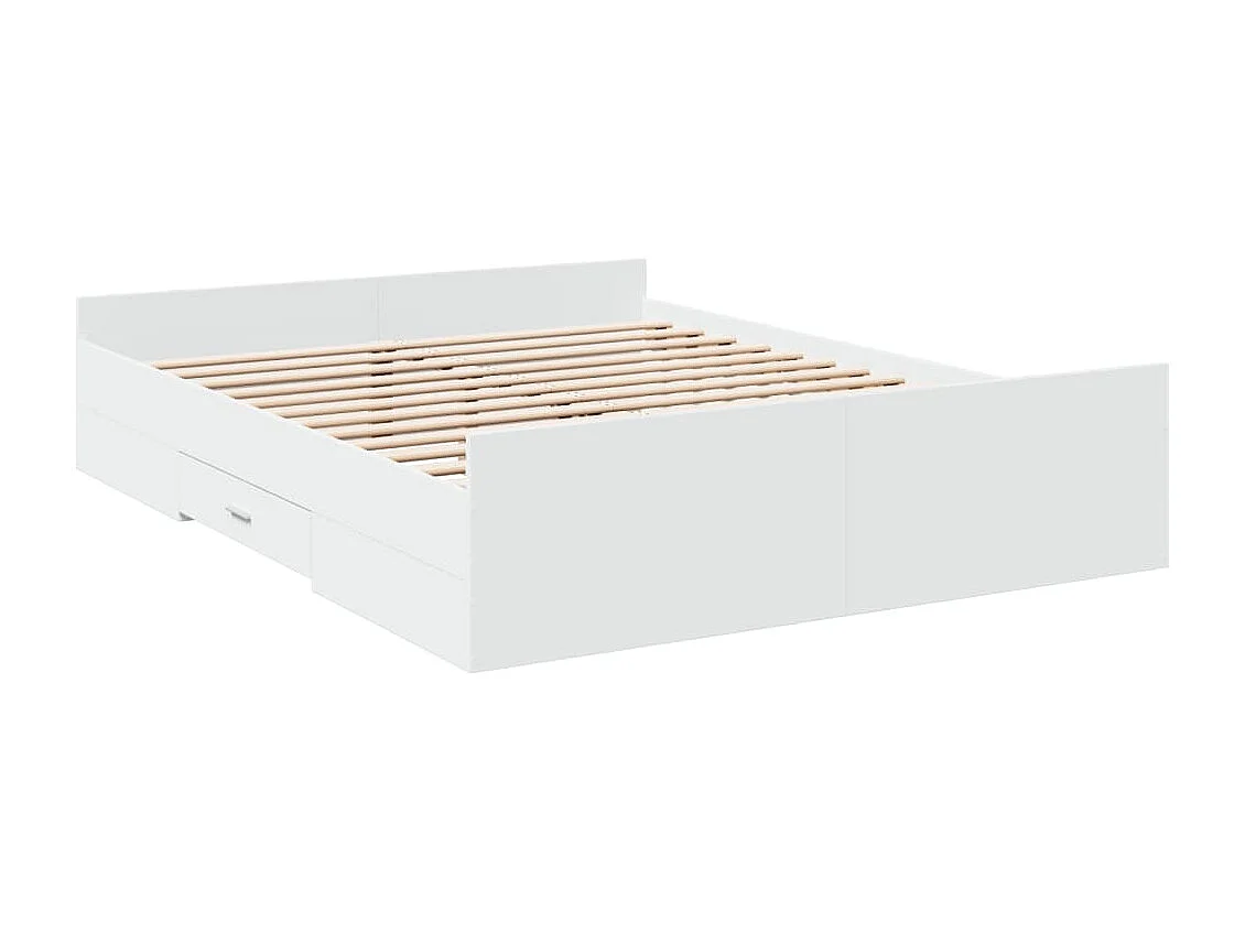 Cadre de lit avec tiroirs sans matelas blanc 150x200 cm