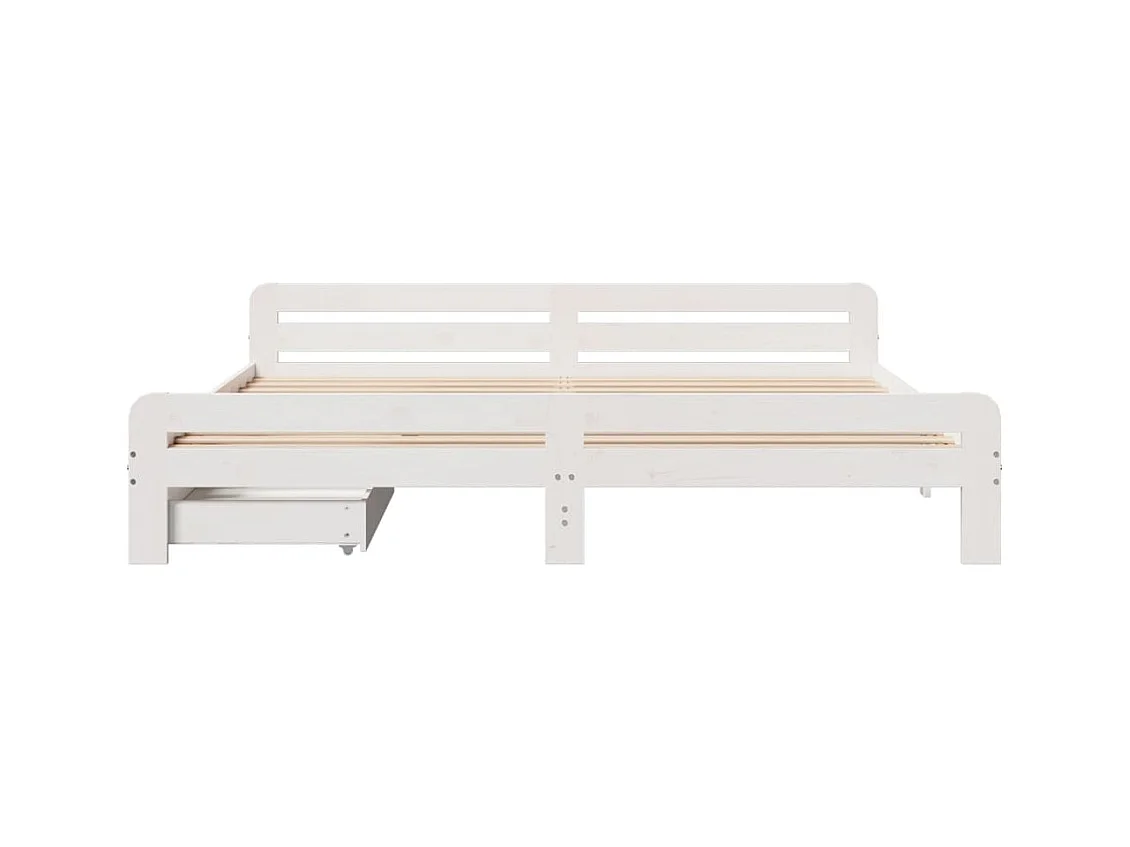 Cadre de lit sans matelas blanc 180x200 cm bois massif de pin