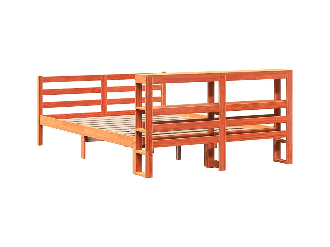 Cadre de lit sans matelas cire marron 160x200cm bois pin massif