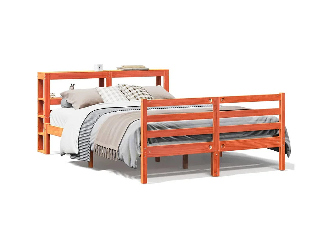Cadre de lit sans matelas cire marron 160x200cm bois pin massif