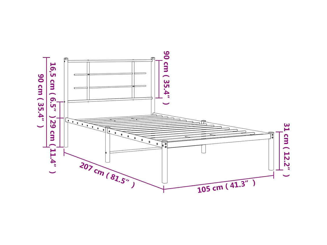 Cadre de lit sans matelas blanc 160x200 cm