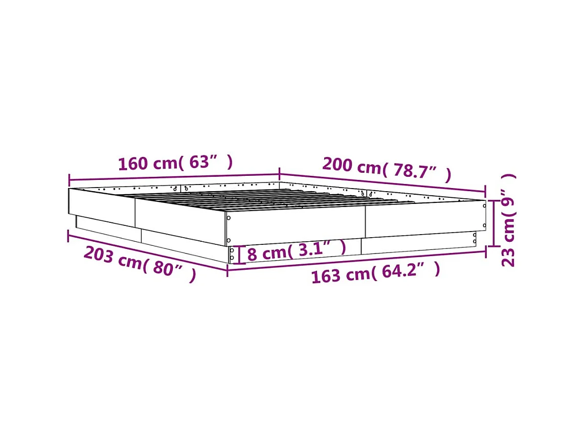 Cadre de lit sans matelas blanc 160x200 cm