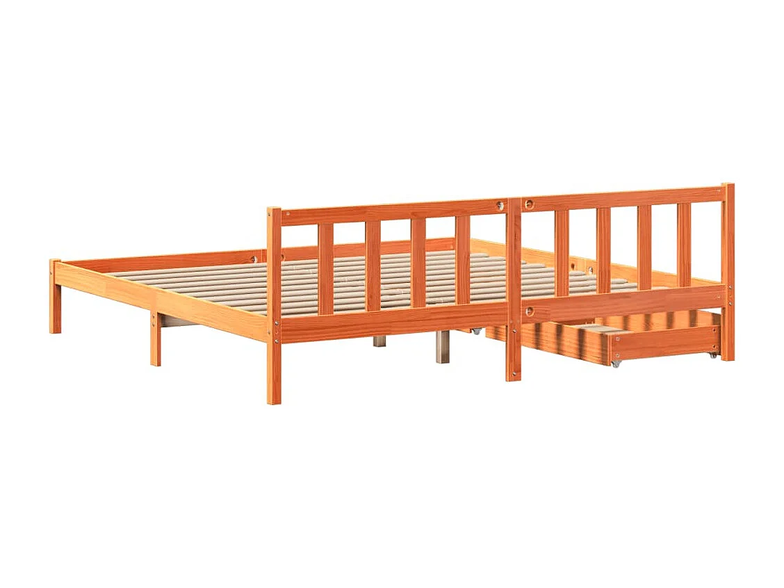 Letto senza Materasso Marrone Cera 180x200 cm in Legno di Pino