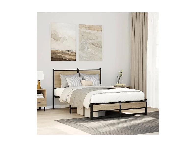 Cadre de lit en métal sans matelas chêne sonoma 120x200 cm