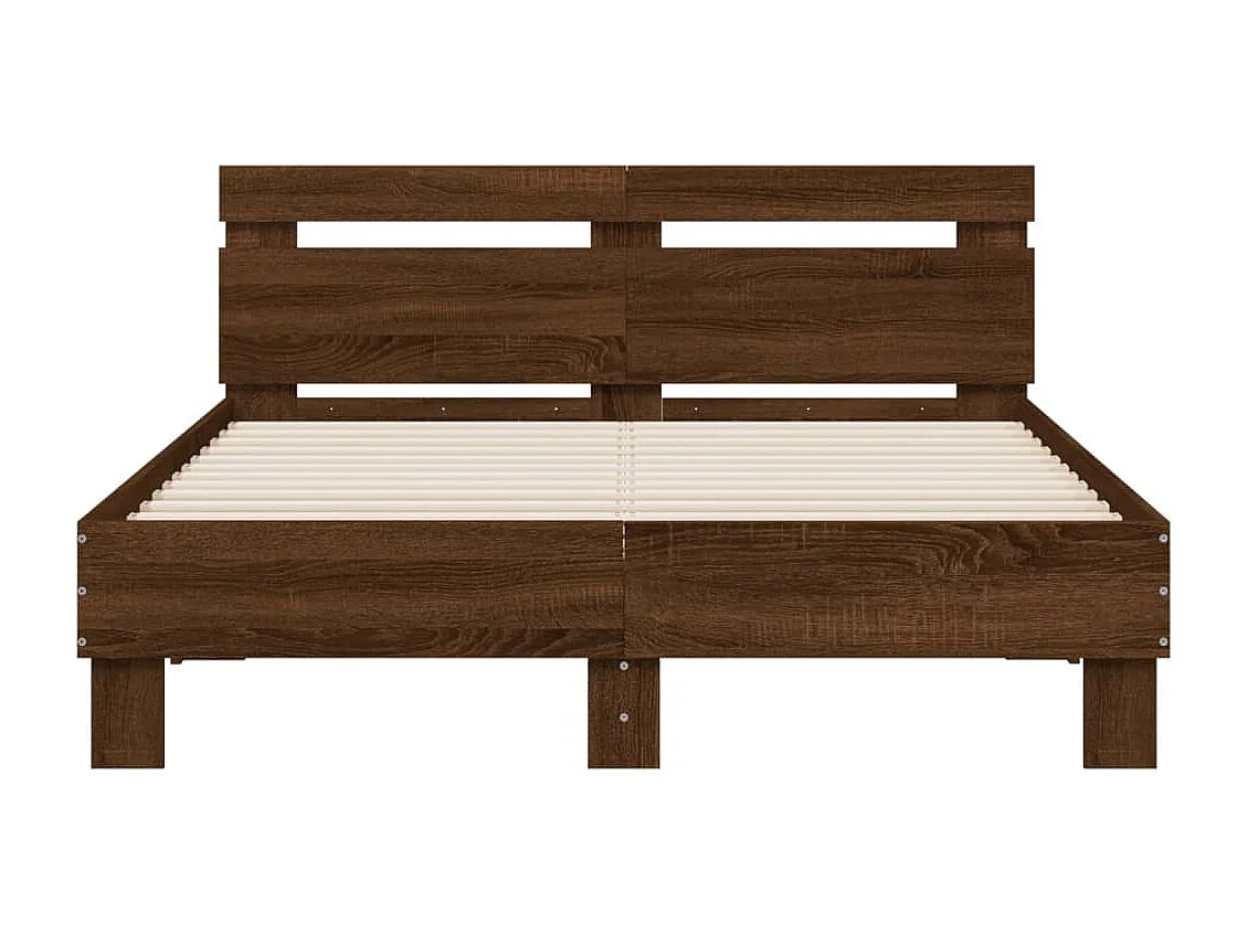 Bedframe met hoofdeinde bewerkt hout bruineikenkleur 120x200 cm