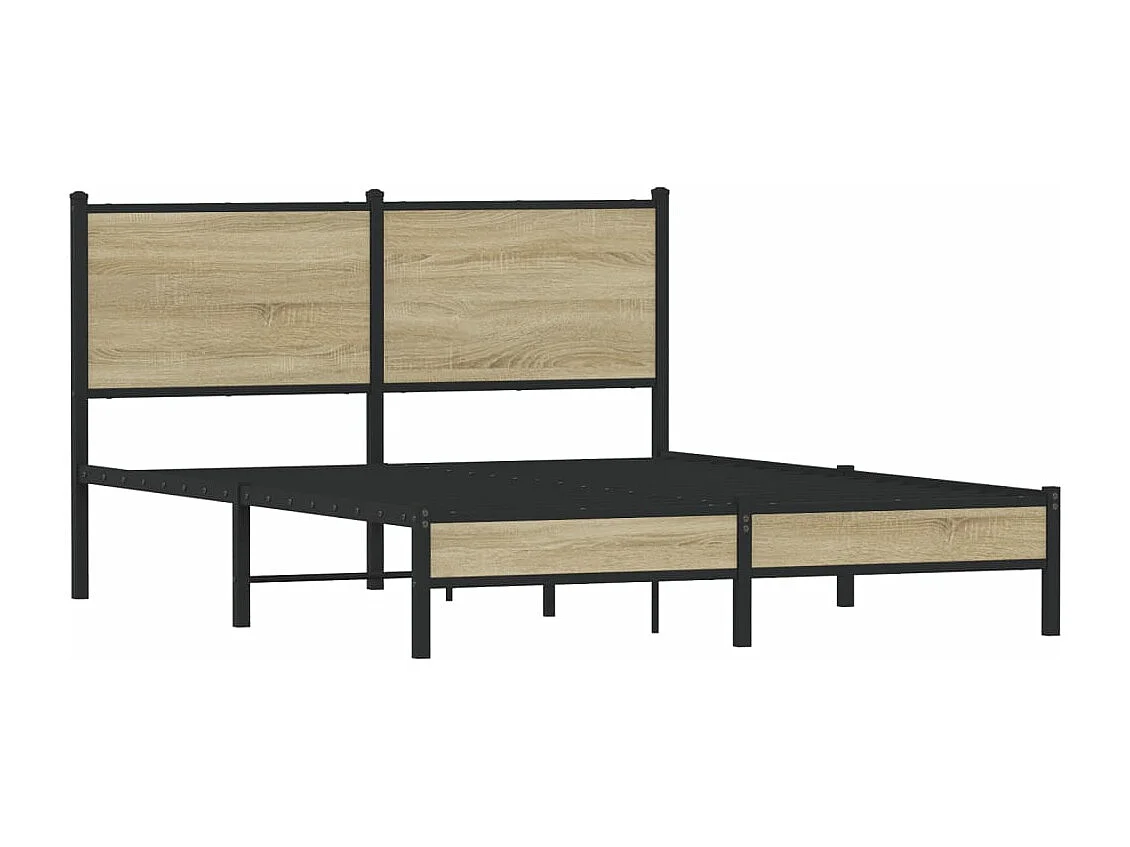 Estrutura de cama sem colchão 140x190 cm metal carvalho sonoma