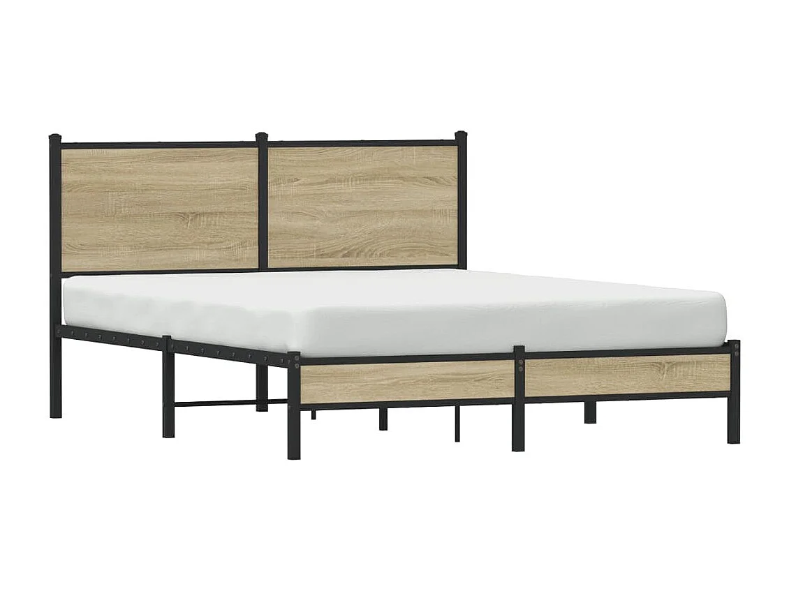 Estrutura de cama sem colchão 140x190 cm metal carvalho sonoma