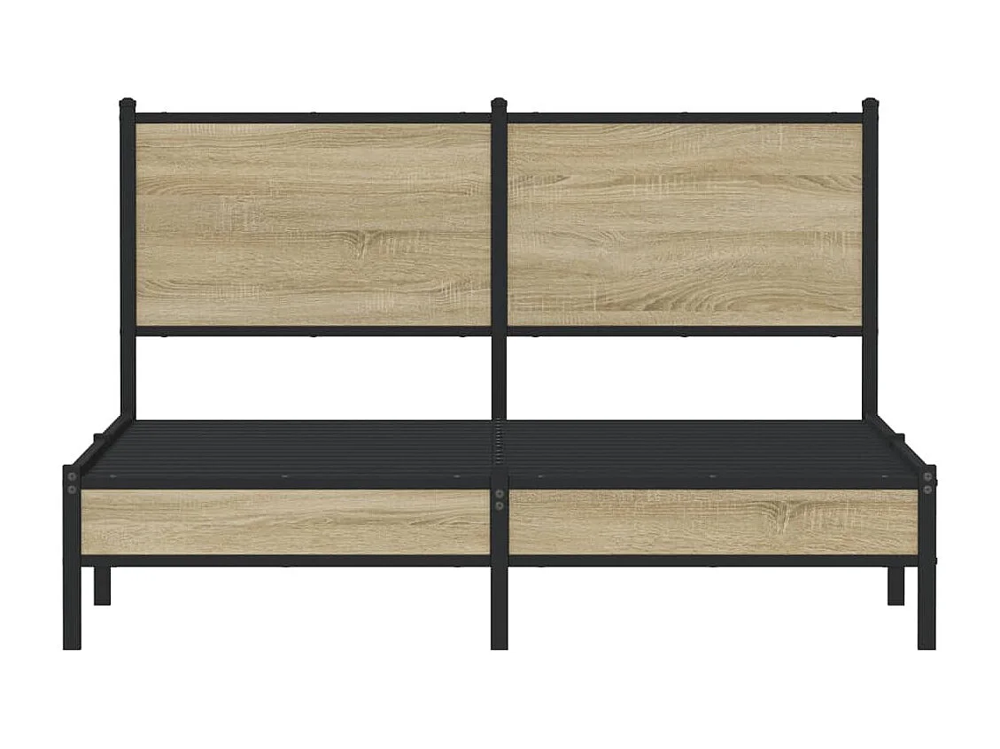 Estrutura de cama sem colchão 140x190 cm metal carvalho sonoma