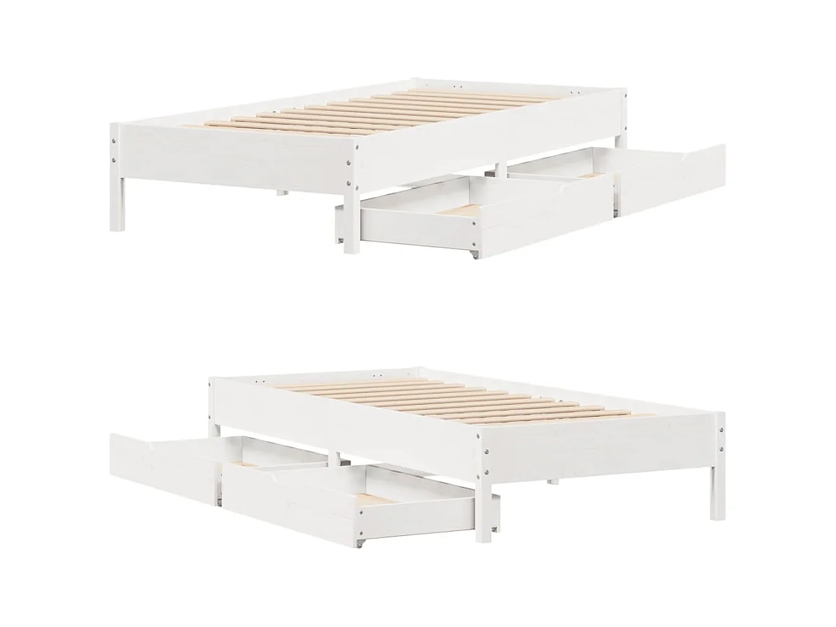 Cadre de lit sans matelas blanc 90x190 cm bois de pin massif