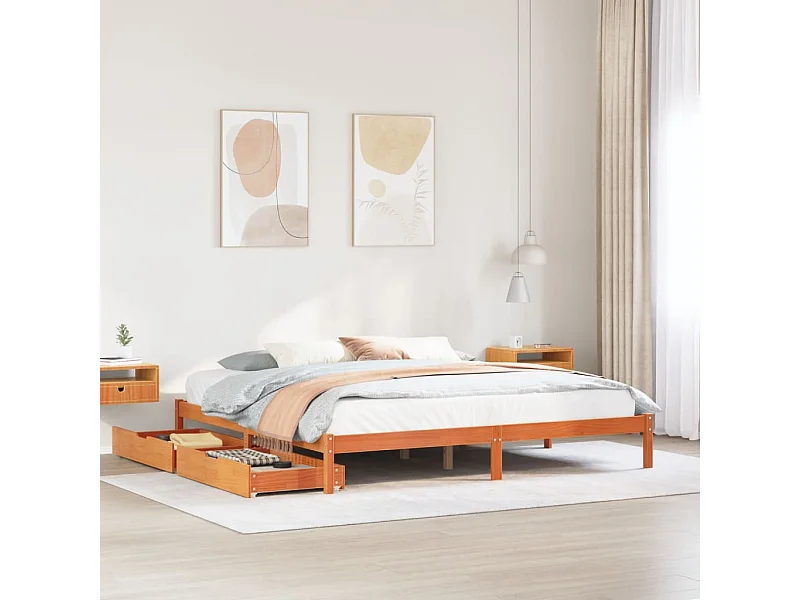 Cama sem colchão 180x200 cm pinho maciço castanho-mel