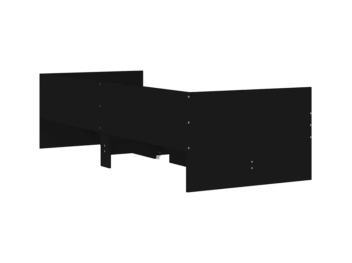 Cadre de lit avec tiroirs sans matelas noir 100x200 cm