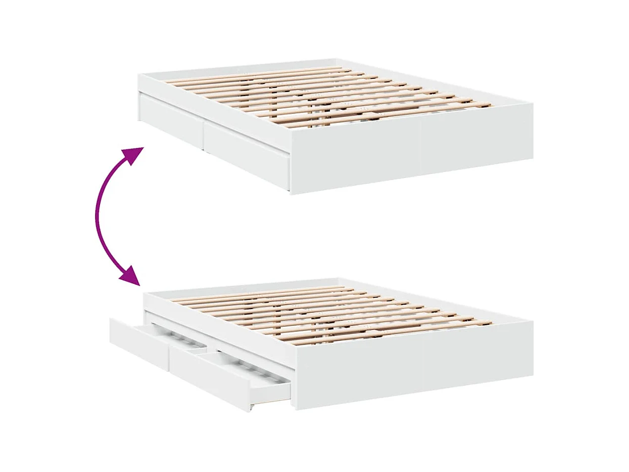 Giroletto con Cassetti Bianco 140x190 cm in Legno Multistrato