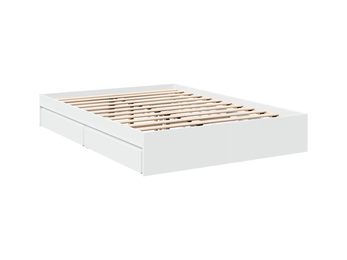 Giroletto con Cassetti Bianco 140x190 cm in Legno Multistrato