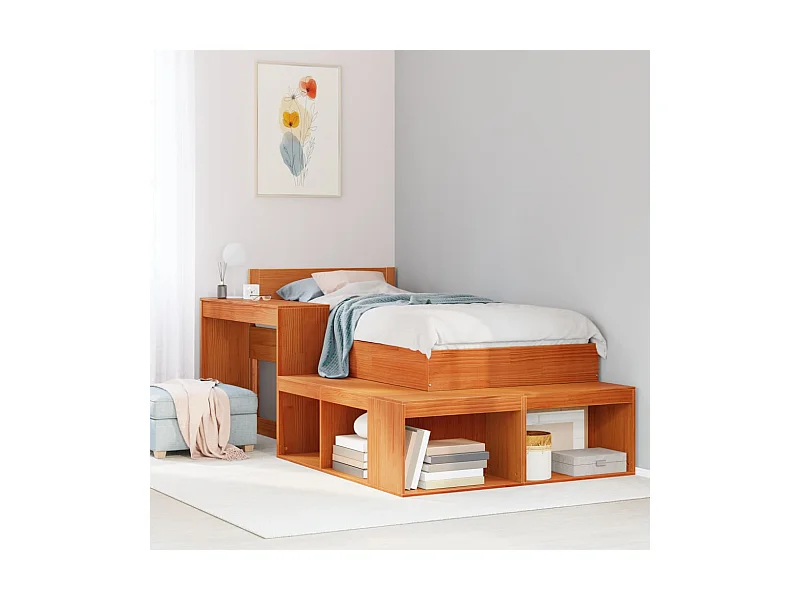 Letto senza Materasso Marrone Cera 75x190 cm in Legno di Pino