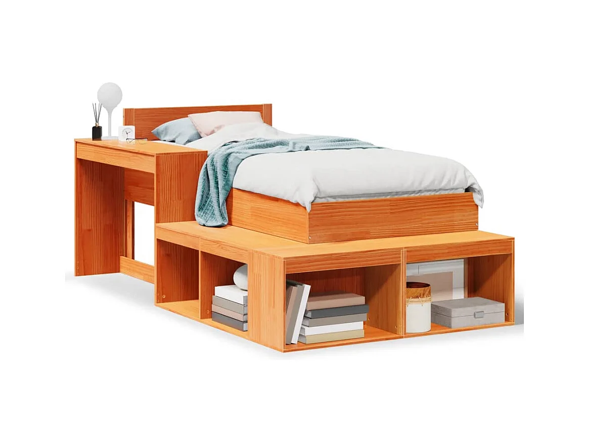 Letto senza Materasso Marrone Cera 75x190 cm in Legno di Pino