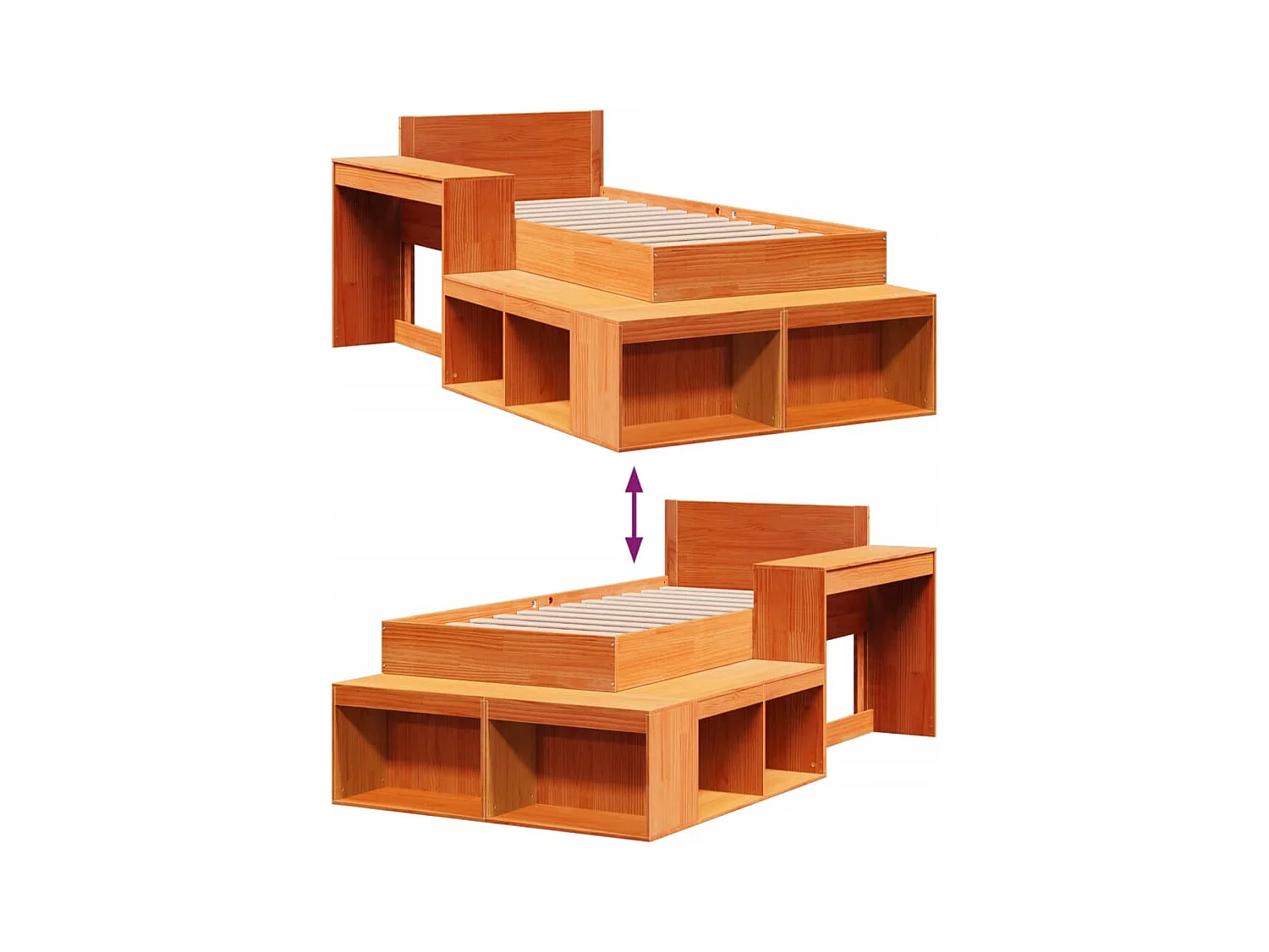 Letto senza Materasso Marrone Cera 75x190 cm in Legno di Pino