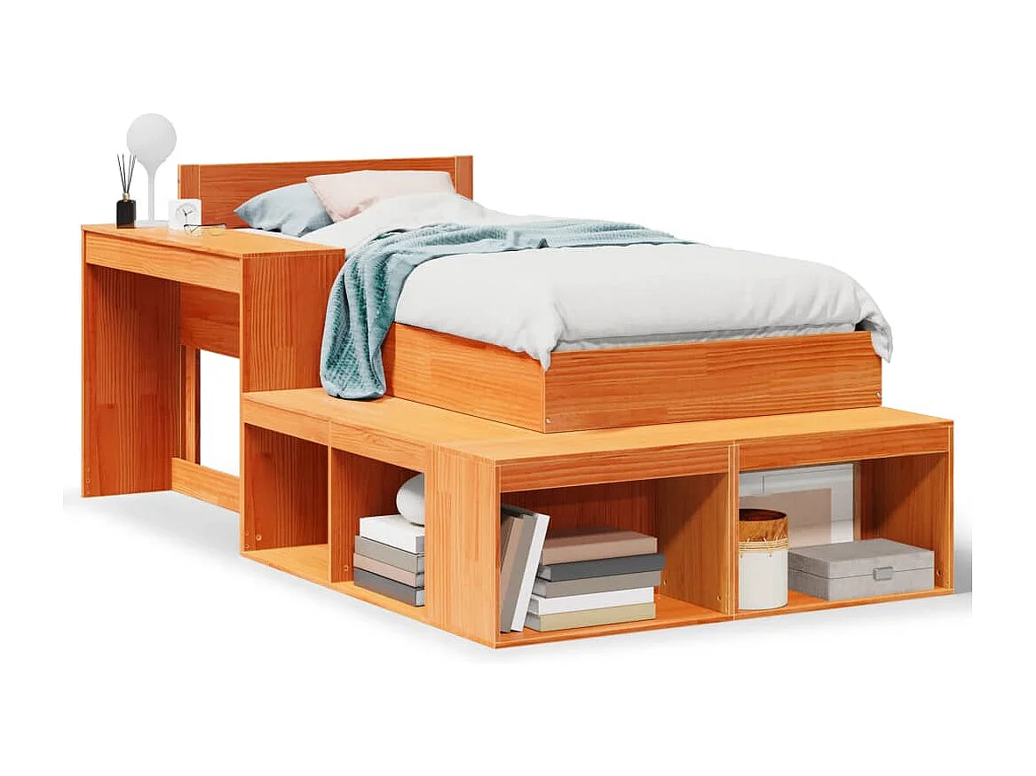 Cadre de lit sans matelas cire marron 75x190 cm bois pin massif