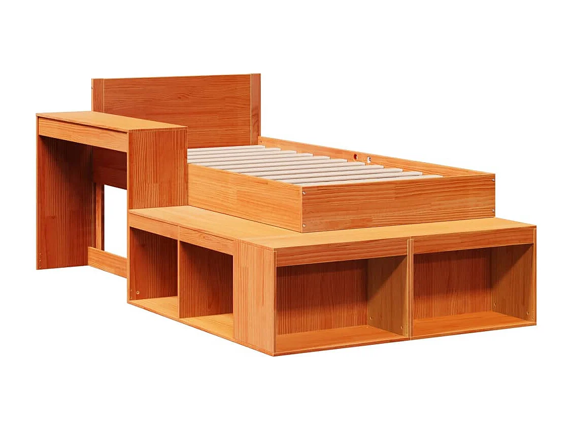 Cadre de lit sans matelas cire marron 75x190 cm bois pin massif