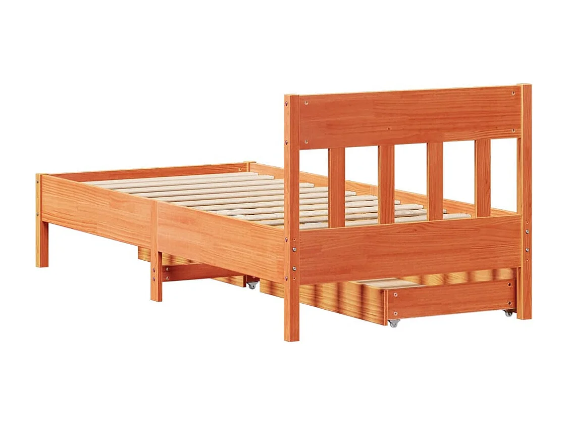 Massivholzbett ohne Matratze Wachsbraun 90x200 Kiefernholz