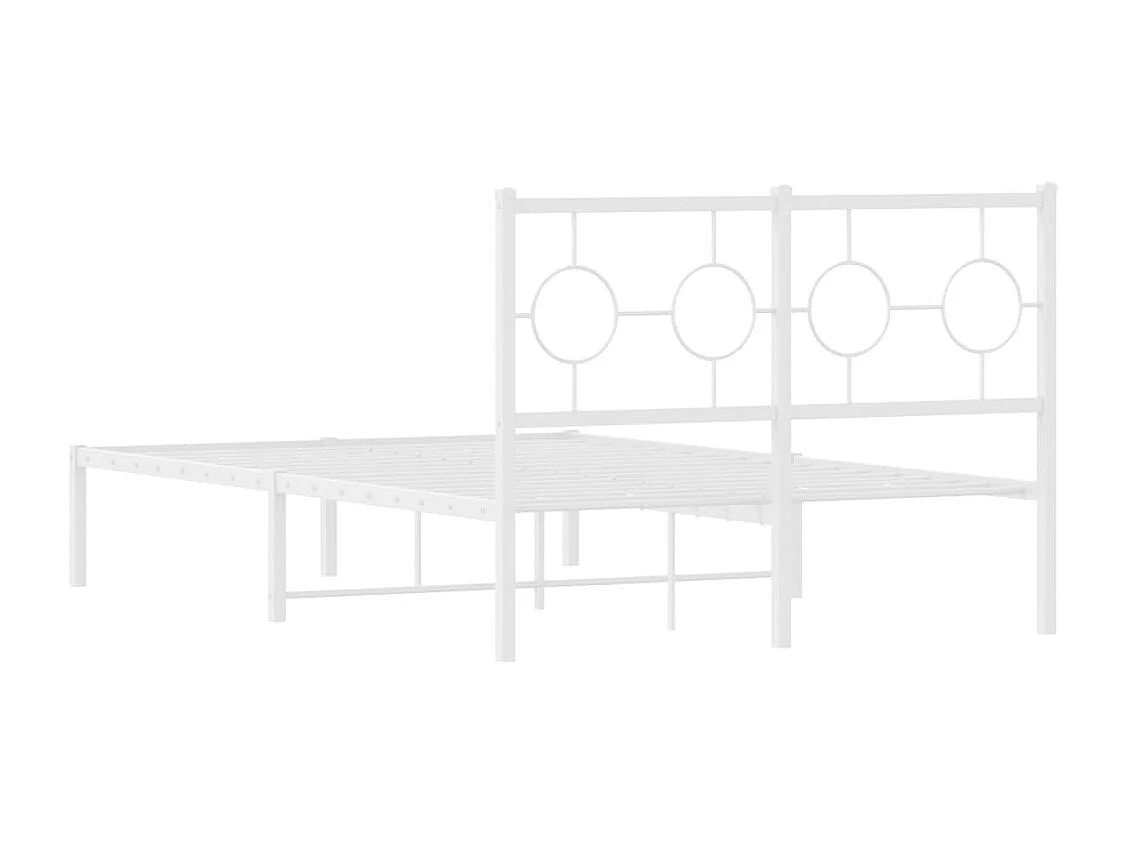 Cadre de lit métal sans matelas et tête de lit blanc 120x190 cm
