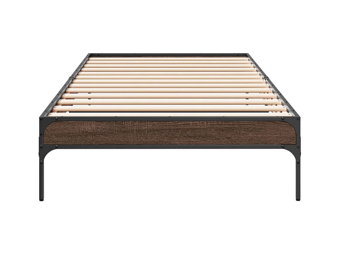 Bettgestell Braun Eichen-Optik 75x190 cm Holzwerkstoff Metall