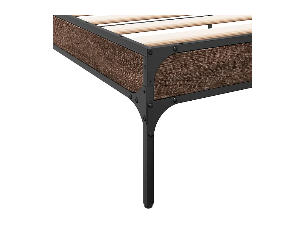 Bettgestell Braun Eichen-Optik 75x190 cm Holzwerkstoff Metall