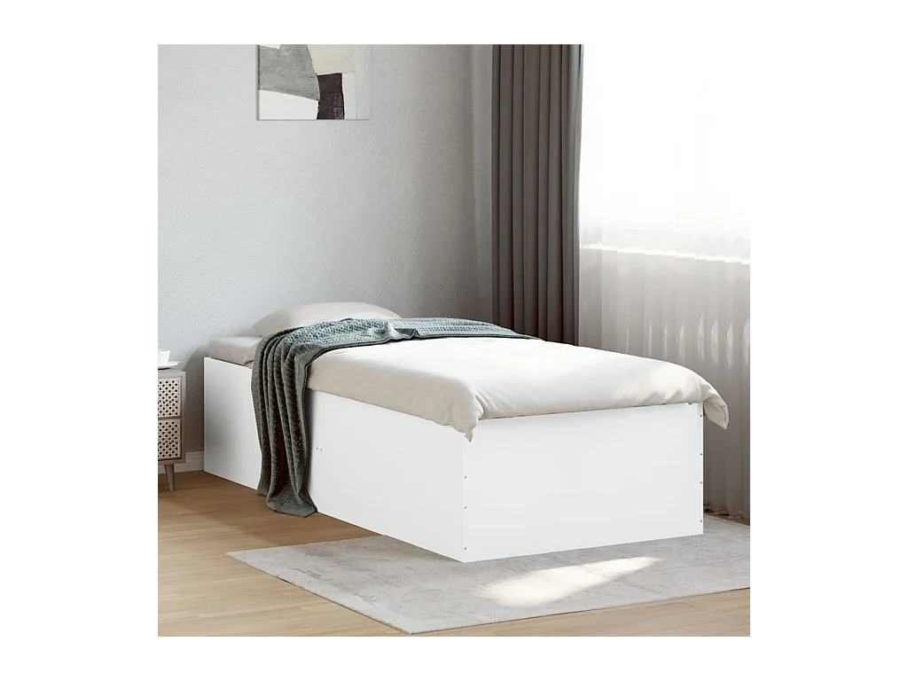 Bedframe bewerkt hout wit 90x190 cm
