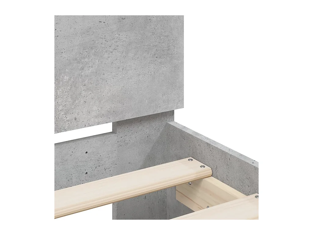 Bettgestell mit Kopfteil Betongrau 135x190 cm Holzwerkstoff