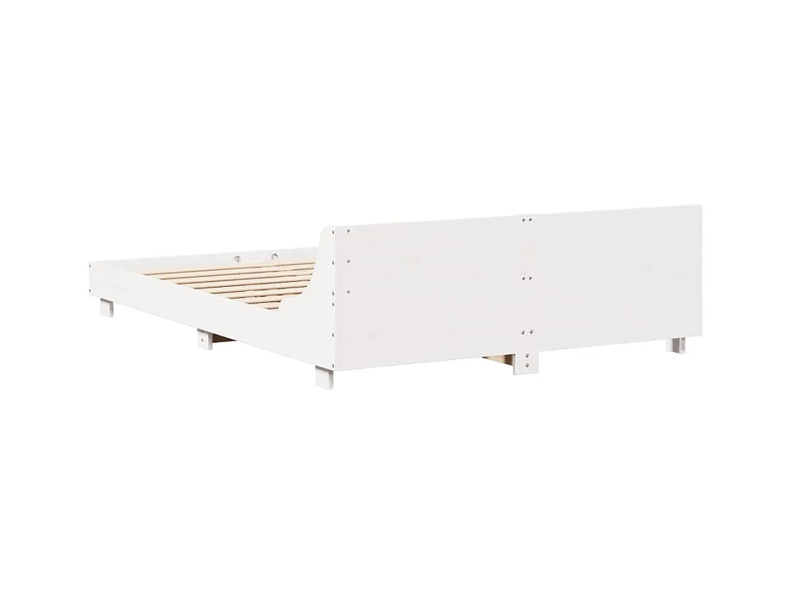 Cadre de lit sans matelas blanc 120x200 cm bois de pin massif
