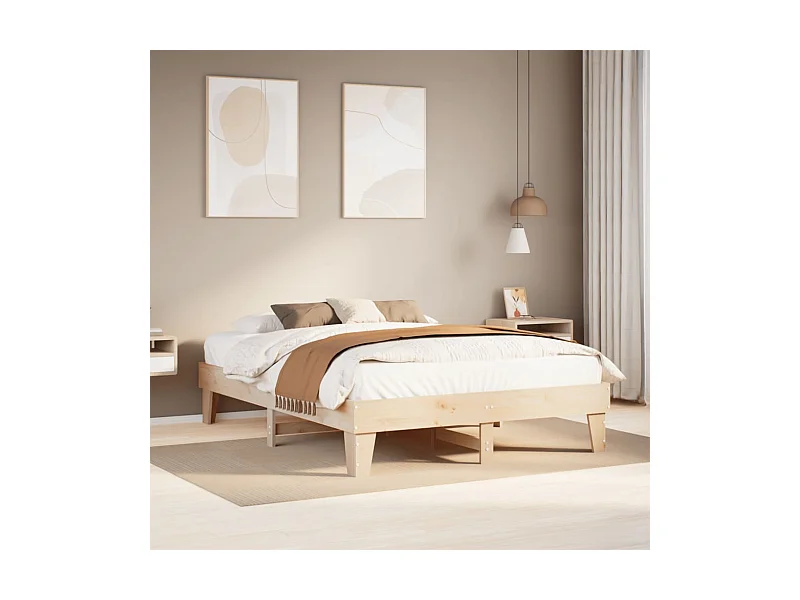Cadre de lit sans matelas 140x200 cm bois massif de pin