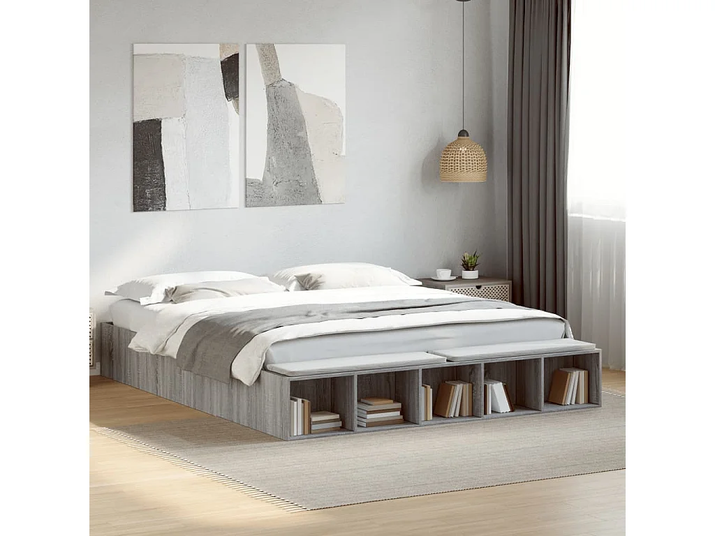 Cadre de lit sans matelas sonoma gris 200x200 cm