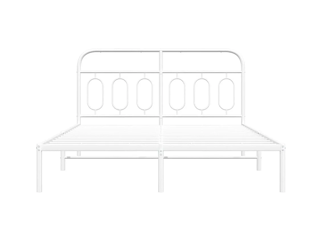 Cadre de lit métal sans matelas et tête de lit blanc 135x190 cm
