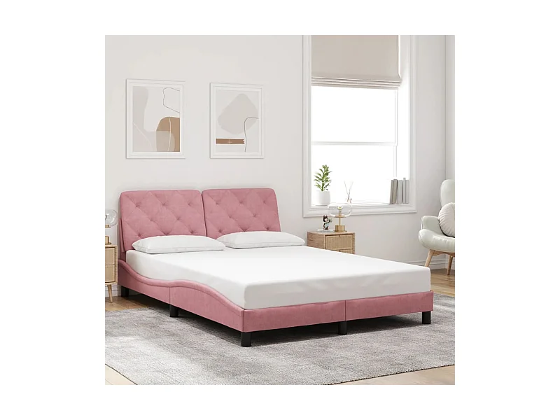 Cadre de lit sans matelas rose 140x200 cm velours