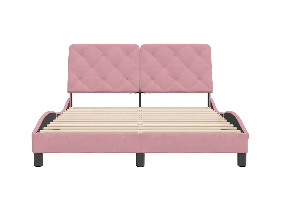 Cadre de lit sans matelas rose 140x200 cm velours